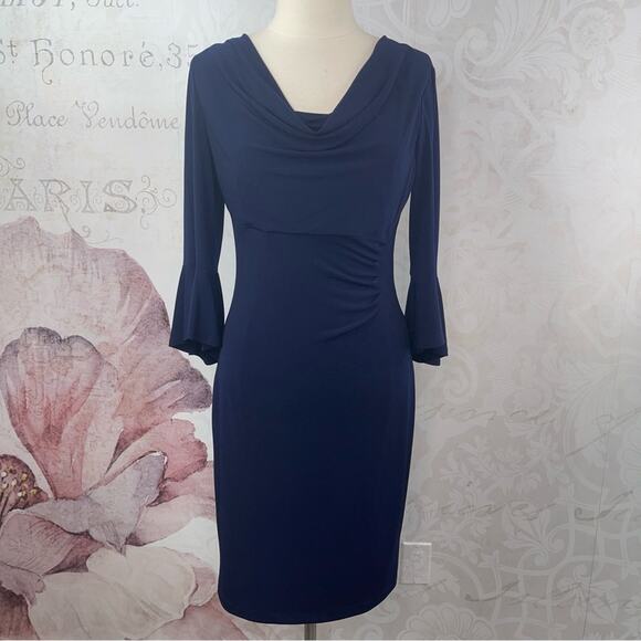 Connected Apparel navy blue sheath dress size 10 - Picture 1 of 9